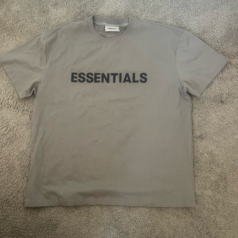 Essentials Short Sleeve Crewneck T-Shirt in Light Gray with Black Logo